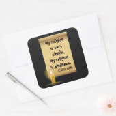 Mijn religie is heel eenvoudig vierkante sticker (Envelop)