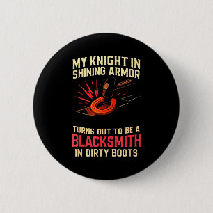 Mijn ridder in grappige zwarte smid-vrouw vrouwen ronde button 5,7 cm
