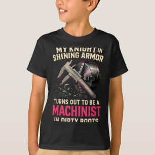 Mijn Ridder In Machinist Vrouw Vriendin Grappige V T-shirt