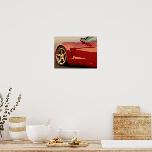 Mijn Rode Corvette Poster (Keuken)
