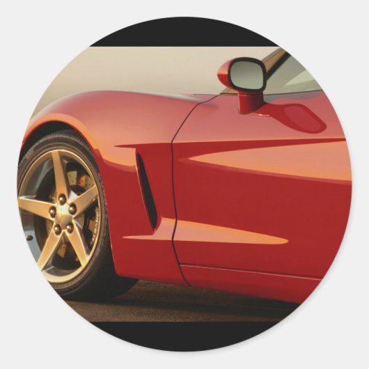 Mijn Rode Corvette Ronde Sticker (Voorkant)
