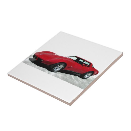 Mijn Rode Corvette uit 1979 Tegeltje (Zijkant)