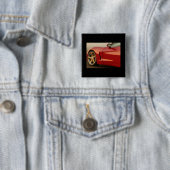 Mijn Rode Corvette Vierkante Button 5,1 Cm (In situ)