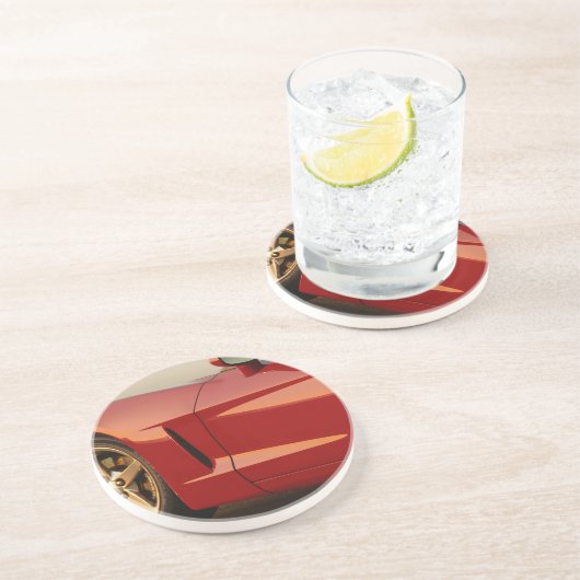 Mijn Rode Corvette Zandsteen Onderzetter (Zijkant)