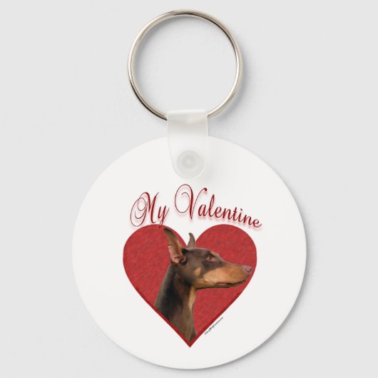 Mijn Rode Doberman Valentijn Sleutelhanger (Voorkant)