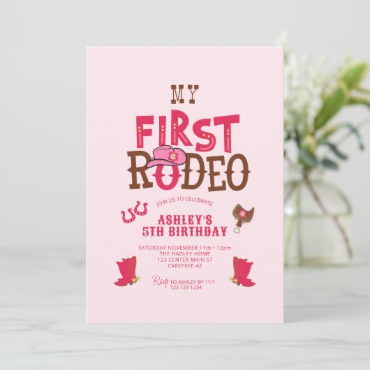 Mijn Rodeo Cowgirl Roze 5e verjaardag Kaart (Staand voorkant)