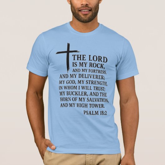 Mijn rots, mijn vesting – Psalm 18:2 T-shirt (Voorkant)