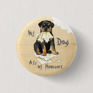 Mijn rottweiler Ate mijn thuiswerk Ronde Button 3,2 Cm