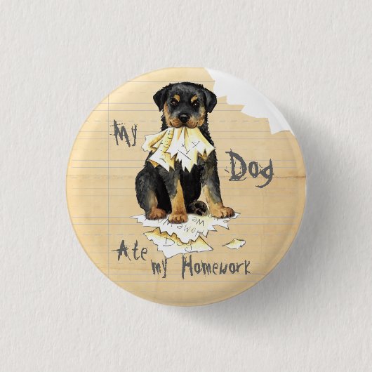 Mijn rottweiler Ate mijn thuiswerk Ronde Button 3,2 Cm (Voorkant)