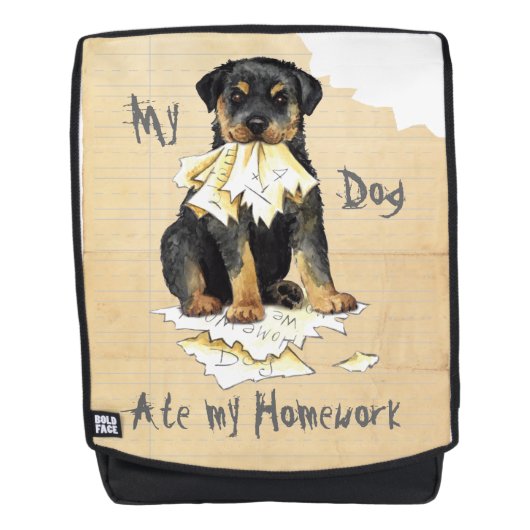 Mijn rottweiler Ate mijn thuiswerk Rugtassen (Voorkant)