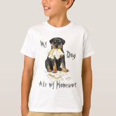 Mijn rottweiler Ate mijn thuiswerk T-shirt (Voorkant)