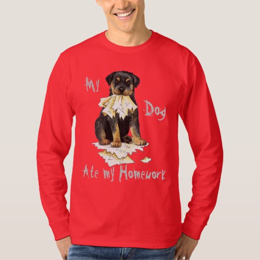 Mijn rottweiler Ate mijn thuiswerk T-shirt (Voorkant)