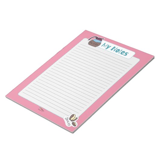 Mijn roze koffie notitieblok (Schuin)