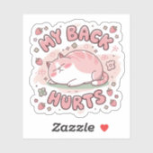 Mijn rug doet grappig pijn dikke kat sticker (Vel)