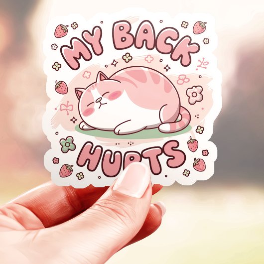 Mijn rug doet grappig pijn dikke kat sticker
