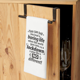 Mijn saaie lockdown leven - Grappig typografisch G Theedoek