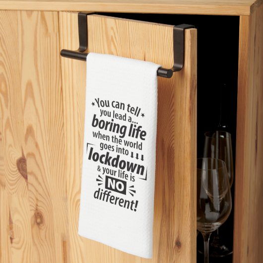 Mijn saaie lockdown leven - Grappig typografisch G Theedoek (Derde Gevouwen)