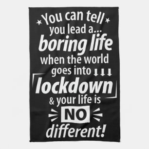 Mijn saaie lockdownleven - Grappige pandemie-uitdr Theedoek