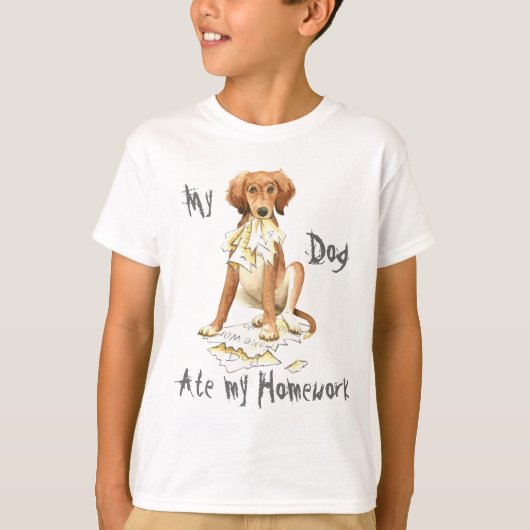 Mijn Saluki Ate mijn thuiswerk T-shirt (Voorkant)