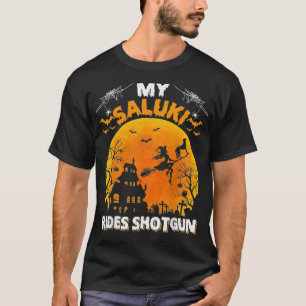 Mijn Saluki Rides Shot Funny Saluki Dog Halloween T-shirt