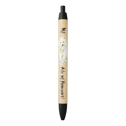 Mijn Samoyed Ate mijn thuiswerk Zwarte Inkt Pen (Voorkant Verticaal)