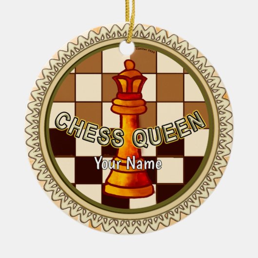 Mijn schaakkoningin keramisch ornament (Voorkant)