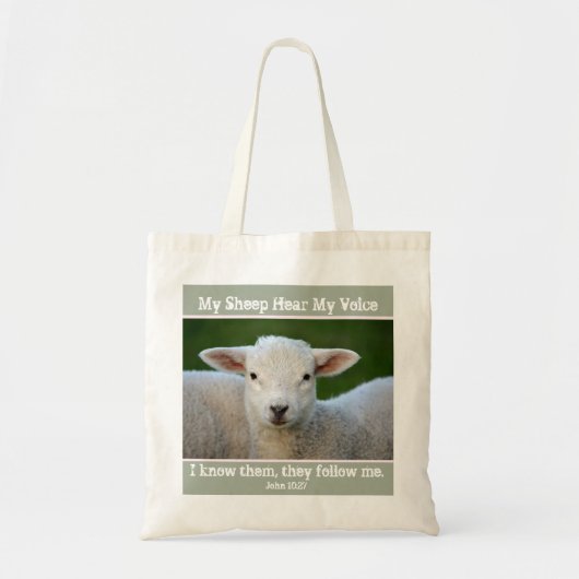 Mijn schaap hoort mijn stem, Bijbel Verse John 10: Tote Bag (Voorkant)