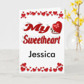 Mijn schat aangepaste rode Valentijnsdag Kaart (Gele Bloem)