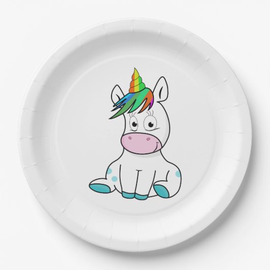 Mijn schattige Unicorn Papieren Bordje (Voorkant)