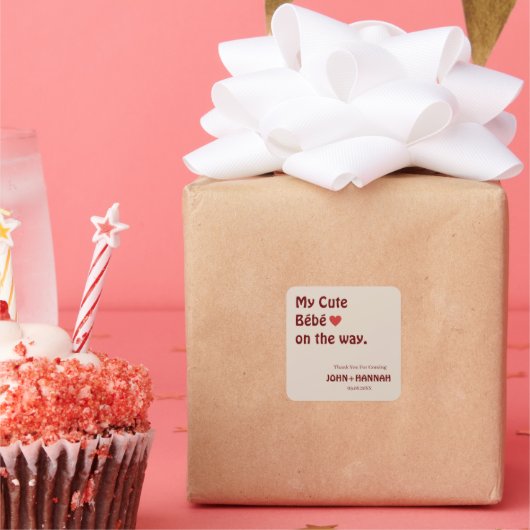 Mijn Schattigee Bébé op het Way Funny Co-ed Baby s Vierkante Sticker (Feest)