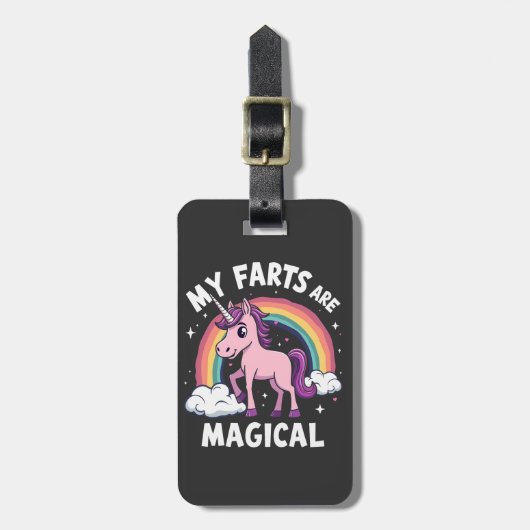 Mijn Scheten Zijn Magisch Grappige Eenhoorn Regenb Bagagelabel (Voorkant verticaal)