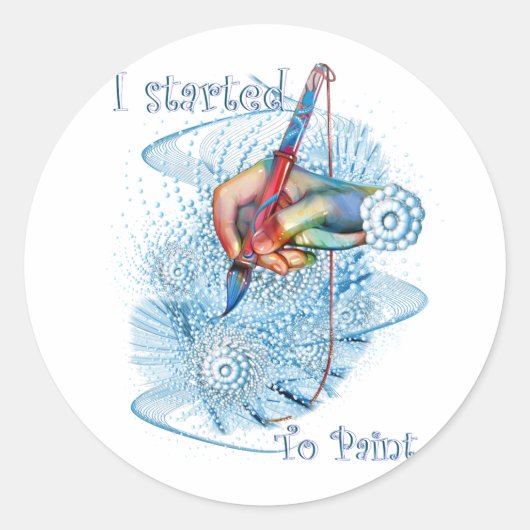 Mijn schilderbovenste klassieke ronde sticker (Voorkant)