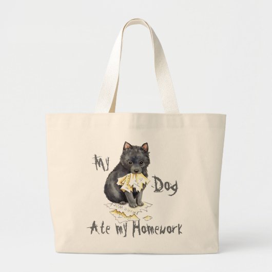 Mijn Schipperke Ate Mijn thuiswerk Grote Tote Bag (Voorkant)