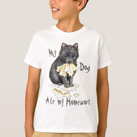 Mijn Schipperke Ate Mijn thuiswerk T-shirt (Voorkant)