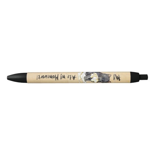 Mijn Schipperke Ate Mijn thuiswerk Zwarte Inkt Pen (Voorkant)
