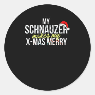 Mijn Schnauzer maakt mijn Kerstmis vrolijk Ronde Sticker