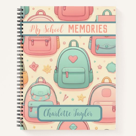 Mijn School Herinneringen aangepaste naam rugzakke Notitieboek (Voorkant)