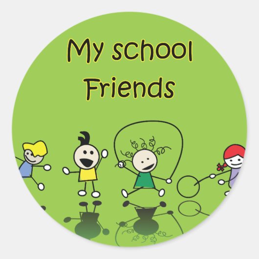 Mijn schoolvrienden ronde sticker (Voorkant)