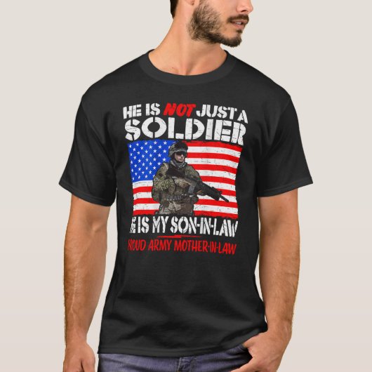 Mijn schoonzoon is een soldaat Trotse legermoeder  T-shirt (Voorkant)
