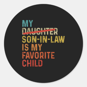 Mijn schoonzoon is mijn favoriete kind Grappig - V Ronde Sticker