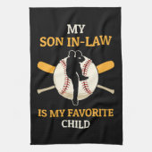 Mijn schoonzoon is mijn favoriete kind honkbal fan theedoek (Verticaal)