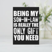 Mijn schoonzoon met cadeautjes, kerstzoon, zondag bedankkaart (Staand voorkant)