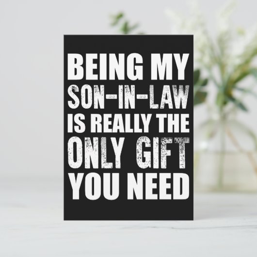 Mijn schoonzoon met cadeautjes, kerstzoon, zondag bedankkaart (Staand voorkant)