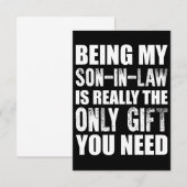 Mijn schoonzoon met cadeautjes, kerstzoon, zondag bedankkaart (Voorkant / Achterkant)