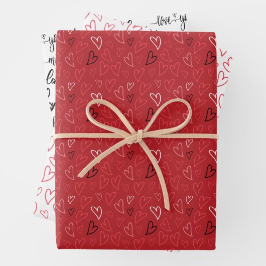 Mijn script met Red Hearts-Valentijnsdag Inpakpapier Vel (In situ)