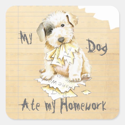 Mijn Sealyham Terrier Ate mijn thuiswerk Vierkante Sticker (Voorkant)