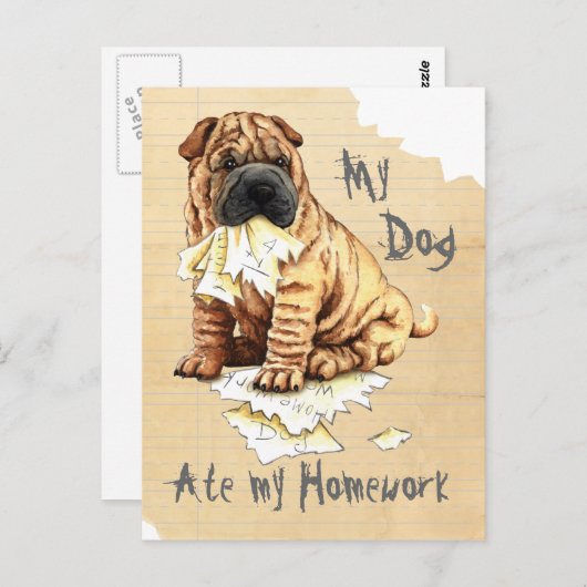 Mijn Shar-Pei Ate Mijn thuiswerk Briefkaart (Voorkant / Achterkant)