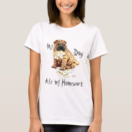 Mijn Shar-Pei Ate Mijn thuiswerk T-shirt (Voorkant)