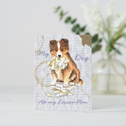Mijn Sheltie Ate mijn Lesson Plan Briefkaart (Staand voorkant)