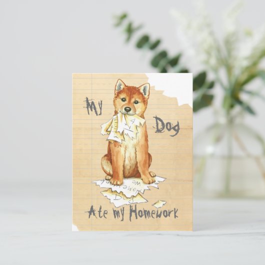 Mijn Shiba Inu Ate Mijn thuiswerk Briefkaart (Staand voorkant)